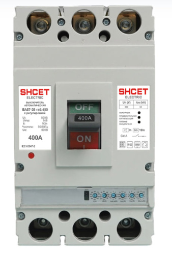 Автоматический выключатель SHСET ВА57-39 габ.400 400А с регулировкой Автоматический выключатель SHСET ВА57-39 габ.400 400А с регулировкой