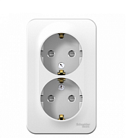 BLANCA Открытой Установки РОЗЕТКА двойная с заземлением со шторками, 16А, 250В, БЕЛЫЙ (Schneider Electric) Systeme Electric