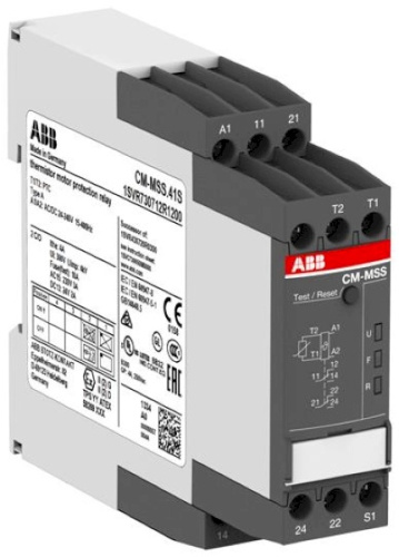 Реле термисторной защиты ABB CM-MSS.41S, 24...240VAC/DC авто+ручн.сброс тест защ.датчиков(КЗ, обрыв) память 2CO (3A-AC15) LED 22.5mm