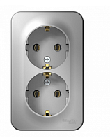 BLANCA Открытой Установки РОЗЕТКА двойная с заземлением без шторок, 16А, 250В, АЛЮМИНИЙ (Schneider Electric) Systeme Electric