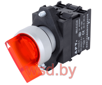 Переключатель PB3E, красный, 0-I, фиксация, 1NO, 6A 230VAC/24VDC, с подсветкой без LED, 22mm, IP65