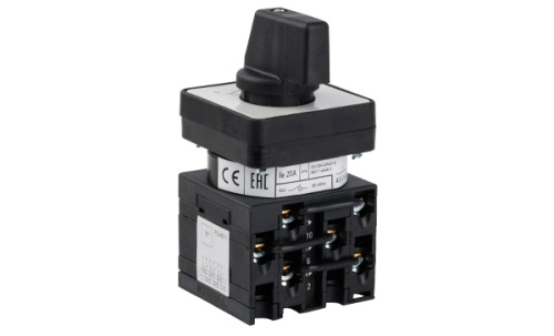 Переключатель Kripal UKT0-3-8216/E, 3P, 20A, тип 1→0←2, 3NO на 1_2, на дверь, фронт IP65 фото 2