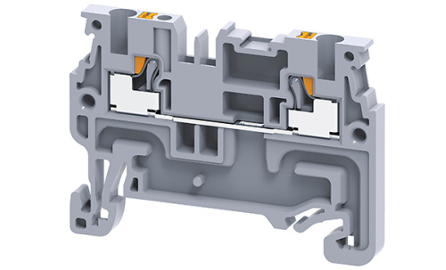 Клемма проходная Connectwell CP1.5 /3,5x45,3mm, push-in, 2 присоед., 1,5(max 2,5)mm2, 15A, 800V, серая