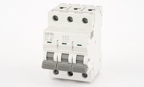 Автоматический выключатель GEYA GYM9-3P-63D, 3P, 63A, хар-ка D, 6kA, 3M Автоматический выключатель GEYA GYM9-3P-63D, 3P, 63A, хар-ка D, 6kA, 3M