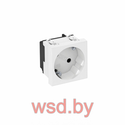 Розетка STD-D3 RW1, 2P+E немецкий стандарт, со смещением контактов 33°, пружинные зажимы, защитные шторки (белый). Фото N2