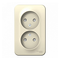 BLANCA Открытой Установки РОЗЕТКА двойная без заземлением со шторками, 16А, 250В, МОЛОЧНЫЙ (Schneider Electric) Systeme Electric