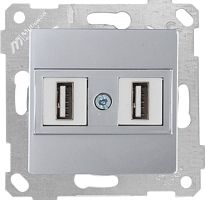 Розетка Mutlusan Rita 2xUSB Type A, для передачи данных, нерж. сталь Розетка Mutlusan Rita 2xUSB Type A, для передачи данных, нерж. сталь
