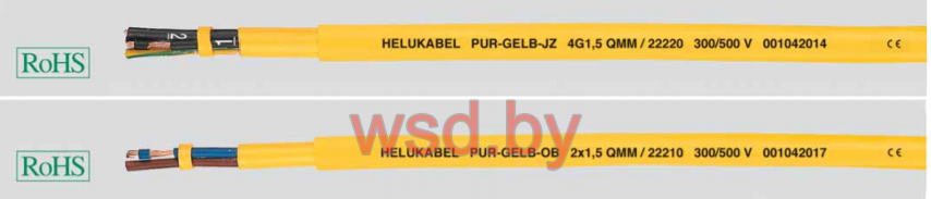 PUR-GELB-OB желтый с внутренней PVC-оболочкой, устойчивый к истиранию, хладагентам, с разметкой метража 2х1