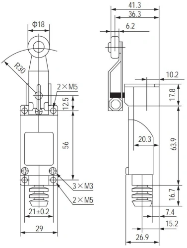 Концевой выключатель TZ-8104 c поворотным роликом IP65 HLT фото 2 Концевой выключатель TZ-8104 c поворотным роликом IP65 HLT фото 2