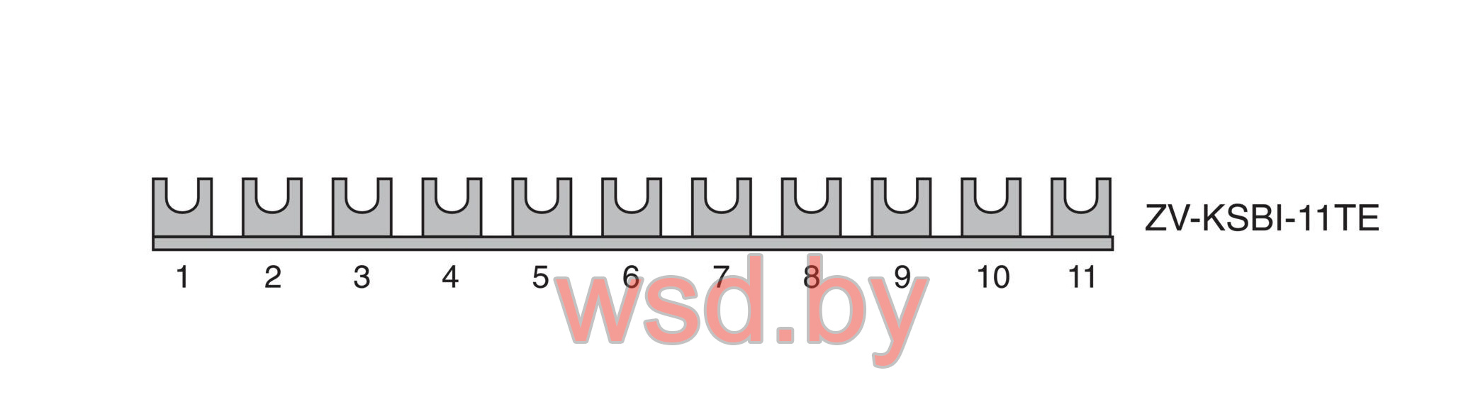 Шинка гребневая ZV-KSBI-11TE, 1P, 63A, тип вилка, для SPC, Z-D63, 11M