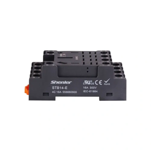 Цоколь Shenler STB14-E 4CO, 10A(300V), винтовой зажим, черный, на рейку DIN35, для RKL4CO, 56.34, RPM4, LY4 (акция)