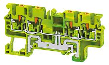 Клемма защитного проводника Connectwell CPG2.5/4 /5x74,7mm, push-in, 4 присоед., 2,5(max 4)mm2, желто-зеленая