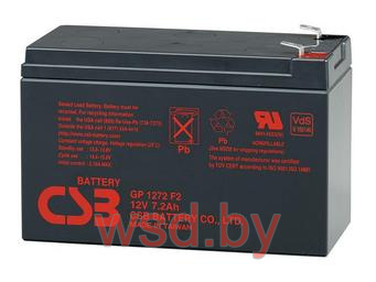 Батарея аккумуляторная CSB GP1272, 28W, F2, 12V/7.2Ah, 94(98)x151x65 HxLxW, 2.1kg, 5 лет