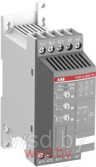 Устройство плавного пуска ABB PSR12-600-70, 5,5kW, 208_600VAC, 12А, U управление=100_240VAC. Фото N2