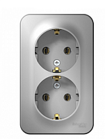 BLANCA Открытой Установки РОЗЕТКА двойная с заземлением без шторок, 16А, 250В, АЛЮМИНИЙ (Schneider Electric) Systeme Electric