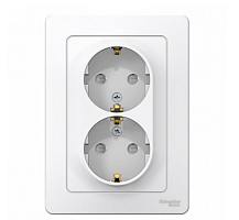 BLANCA Скрытой Установки Розетка двойная с заземлением со шторками, 16А, 250В, БЕЛЫЙ (Schneider Electric) Systeme Electric