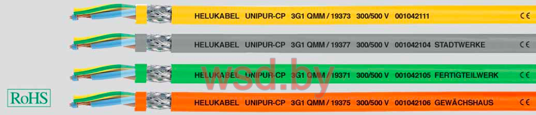 UNI PUR-CP низкотемпературный, с маркировкой по выбору заказчика, безгалогеновый, износостойкий, особо прочный, ЭМС, с экраном, с разметкой метража 2x0.75,