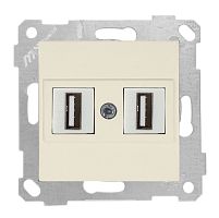 Розетка Mutlusan Rita 2xUSB Type A, для передачи данных, слоновая кость