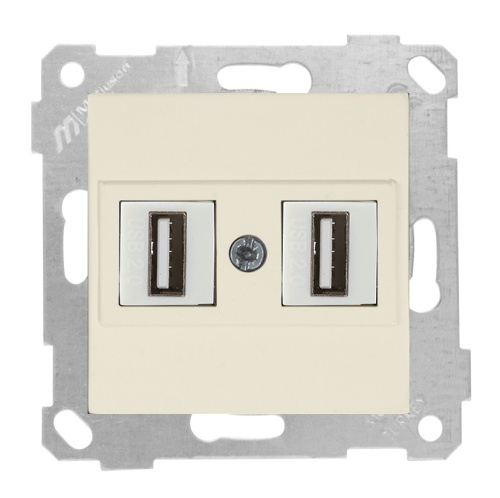 Розетка Mutlusan Rita 2xUSB Type A, для передачи данных, слоновая кость
