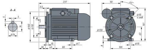 АИРЕ63B2  0,37кВт 3000об/мин Электродвигатель IM 2081 (комбинированный) фото 2