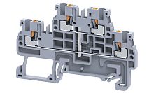 Клемма двухъярусная Connectwell CPDL1.5(I.S) /3,5x67,2mm, push-in, со связью потенциала, 4 присоед., 1,5(max 2,5)mm2, 16A, 500V, серая