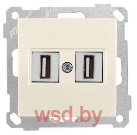 Розетка 2xUSB Type A, для передачи данных, слоновая кость