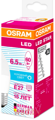 LEDSCLB60 6,5W/840 230VFR E2710X1RU OSRAM Светодиодная лампа. Фото N2