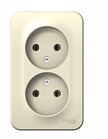 BLANCA Открытой Установки РОЗЕТКА двойная без заземления без шторок, 16А, 250В, МОЛОЧНЫЙ (Schneider Electric) Systeme Electric