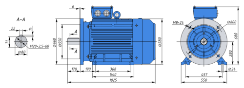 A280S4 110кВт 1500об/мин Электродвигатель IM 2081 (комбинированный) фото 2