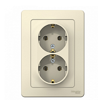 BLANCA Скрытой Установки Розетка двойная с заземлением без шторок, 16А, 250В, МОЛОЧНЫЙ (Schneider Electric) Systeme Electric