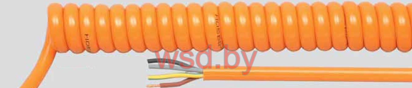Кабель PUR-спиральный ,оранжевый 2x1,0