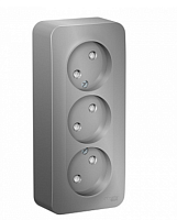 BLANCA Открытой Установки РОЗЕТКА 3-я без заземления со шторками, 16А, 250В, АЛЮМИНИЙ (Schneider Electric) Systeme Electric