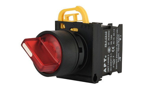 Переключатель APT PB3E, красный, 0-I, фиксация, 1NO, 6A 230VAC/24VDC, с подсветкой без LED, 22mm, IP65