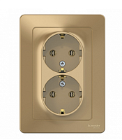 BLANCA Скрытой Установки Розетка двойная с заземлением без шторок, 16А, 250В, ТИТАН (Schneider Electric) Systeme Electric