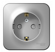 BLANCA Открытой Установки РОЗЕТКА с заземлением со шторками, 16А, 250В, АЛЮМИНИЙ (Schneider Electric) Systeme Electric