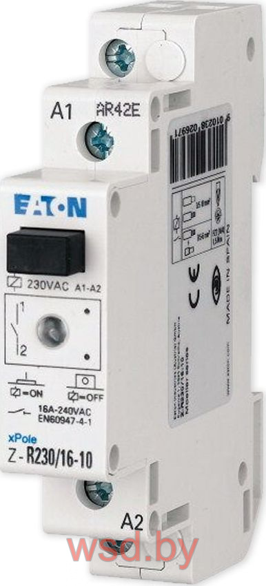 Реле Z-R230/16-11, 1NO+1NC, 16A(240VAC), 230VAC, с кнопкой, LED, 1M