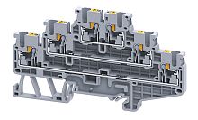Клемма трехъярусная Connectwell CPTL2.5 /5x102mm, push-in, 6 присоед., 2,5(max 4)mm2, 20A, 500V, серая