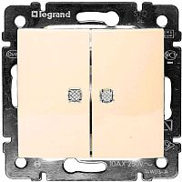 Legrand Valena - Выключатель двухклавишный с подсветкой, слоновая кость Legrand Valena - Выключатель двухклавишный с подсветкой, слоновая кость