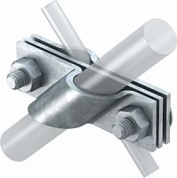 Клемма OBO Bettermann 2760 B-20 FT для соединения стержней Ø20мм с круглыми проводниками Ø8-10мм и полосой, гор. оцинк. Клемма OBO Bettermann 2760 B-20 FT для соединения стержней Ø20мм с круглыми проводниками Ø8-10мм и полосой, гор. оцинк.