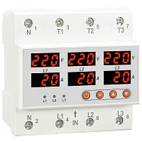 Реле контроля напряжения и тока Reletek RM-FVA/63, 3P+N, 3NO, 63A, 220VAC, черед., асимметр., Umin(120_210V)/Umax(220_300V), Imin/Imax(5_63A), 0.1_0.5s/5_600s Реле контроля напряжения и тока Reletek RM-FVA/63, 3P+N, 3NO, 63A, 220VAC, черед., асимметр., Umin(120_210V)/Umax(220_300V), Imin/Imax(5_63A), 0.1_0.5s/5_600s