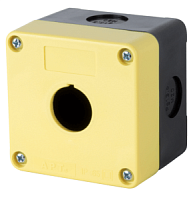 Корпус для поста кнопочного APT, пластик, желтый /черный, 1  место, 72.5×72.5×58.5mm, IP65 Корпус для поста кнопочного APT, пластик, желтый /черный, 1  место, 72.5×72.5×58.5mm, IP65