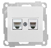 Розетка телефонная Mutlusan RJ-12+RJ-45,2M, категория 5е, белая Розетка телефонная Mutlusan RJ-12+RJ-45,2M, категория 5е, белая