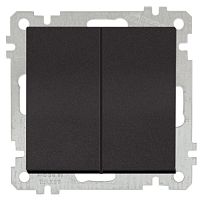Выключатель двухклавишный Mutlusan, пруж. зажимы, черный мат Выключатель двухклавишный Mutlusan, пруж. зажимы, черный мат