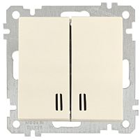 Выключатель двухклавишный с подсветкой Mutlusan, пружинные зажимы, слоновая кость Выключатель двухклавишный с подсветкой Mutlusan, пружинные зажимы, слоновая кость