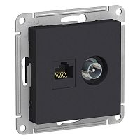 Розетка двойная комп+ТВ, RJ45+TV, категория 5E, механизм, КАРБОН AtlasDesign (Schneider Electric) Systeme Electric Розетка двойная комп+ТВ, RJ45+TV, категория 5E, механизм, КАРБОН AtlasDesign (Schneider Electric) Systeme Electric