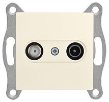 Розетка Mutlusan TV-SAT, проходная, 4Дб/F разъем, слоновая кость Розетка Mutlusan TV-SAT, проходная, 4Дб/F разъем, слоновая кость