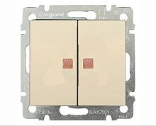 Legrand Valena - Выключатель двухклавишный с индикацией, с нейтралью, слоновая кость (индивидуальная упаковка) Legrand Valena - Выключатель двухклавишный с индикацией, с нейтралью, слоновая кость (индивидуальная упаковка)
