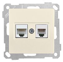 Розетка телефонная Mutlusan RJ-12+RJ-45, 2M, категория 5е, слоновая кость Розетка телефонная Mutlusan RJ-12+RJ-45, 2M, категория 5е, слоновая кость