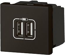 Legrand Mosaic - Розетка 2xUSB Type A, 2М, 5V, 2400mA, винт. зажимы, матовый черный Legrand Mosaic - Розетка 2xUSB Type A, 2М, 5V, 2400mA, винт. зажимы, матовый черный