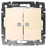 Legrand Valena - Выключатель двухклавишный с индикацией, с нейтралью, слоновая кость Legrand Valena - Выключатель двухклавишный с индикацией, с нейтралью, слоновая кость